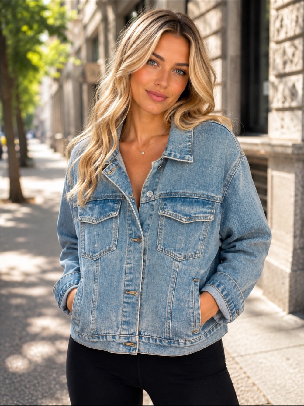 FaSHION Classic Light Blue Denim Jacket - Women